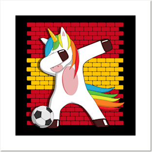 Spanish Soccer Unicorn Spain Team Dabbing España Posters and Art